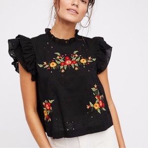 Free people floral embroidered top